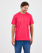 Unisex Red Embroidered Standard Fit Crew Neck Organic Cotton T-Shirt-1010217