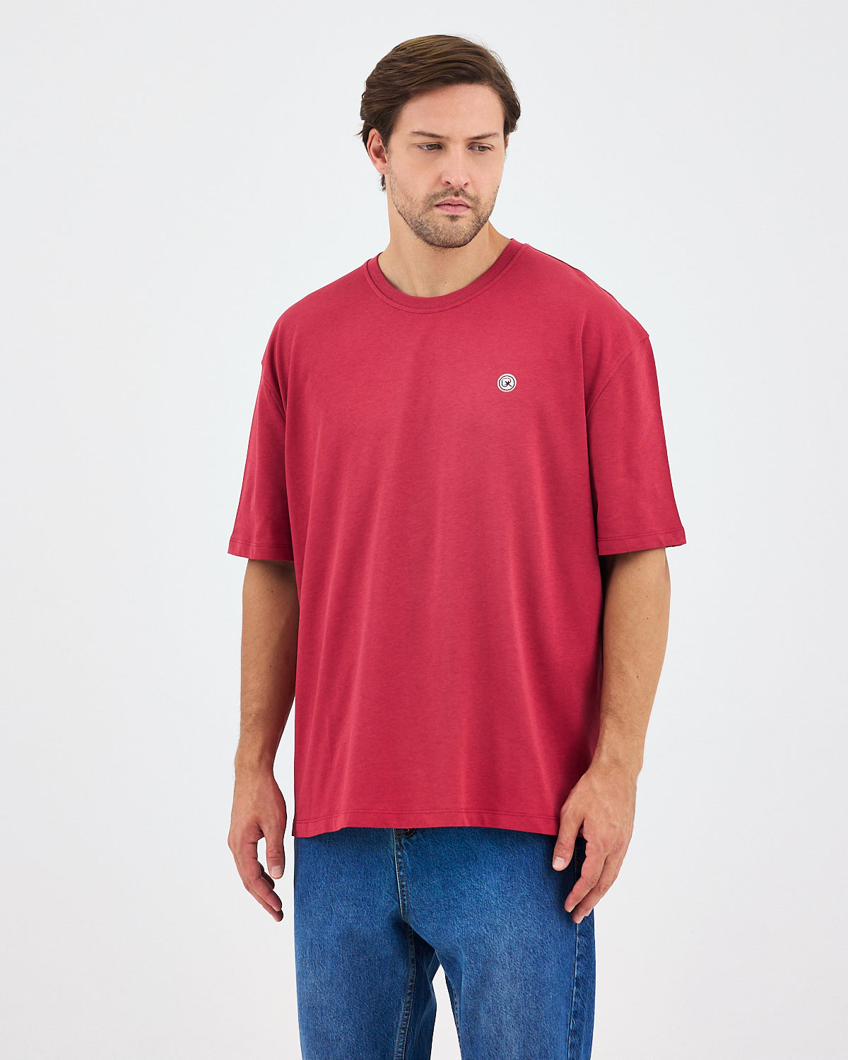 Unisex White Appliqué Logo Detail Oversize Organic Cotton T-Shirt -10305R16