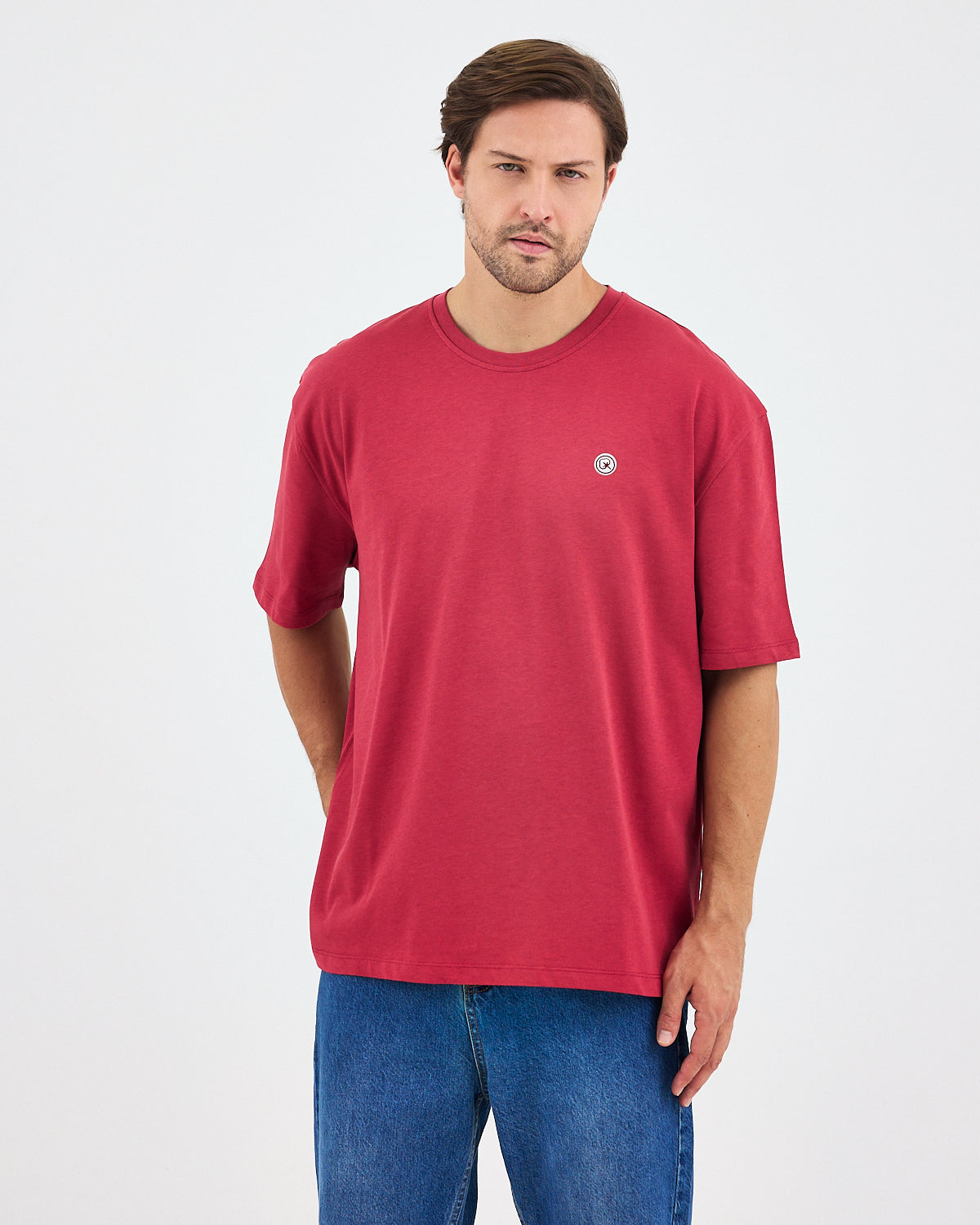 Unisex White Appliqué Logo Detail Oversize Organic Cotton T-Shirt -10305R16