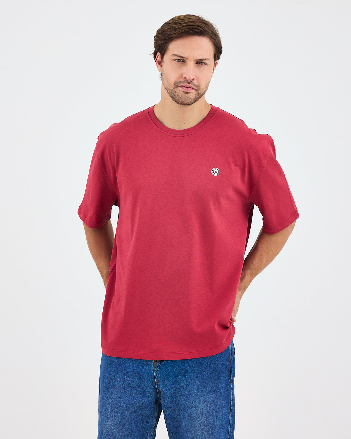 Unisex White Appliqué Logo Detail Oversize Organic Cotton T-Shirt -10305R16