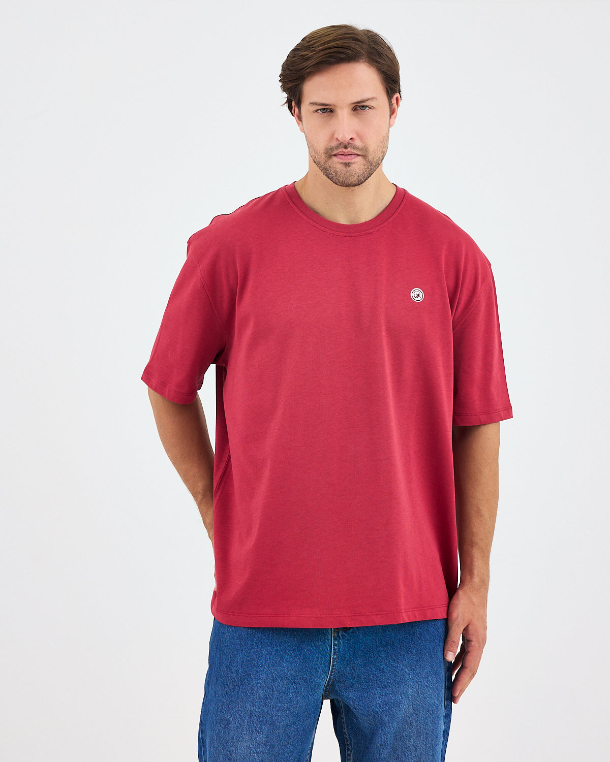 Unisex White Appliqué Logo Detail Oversize Organic Cotton T-Shirt -10305R16