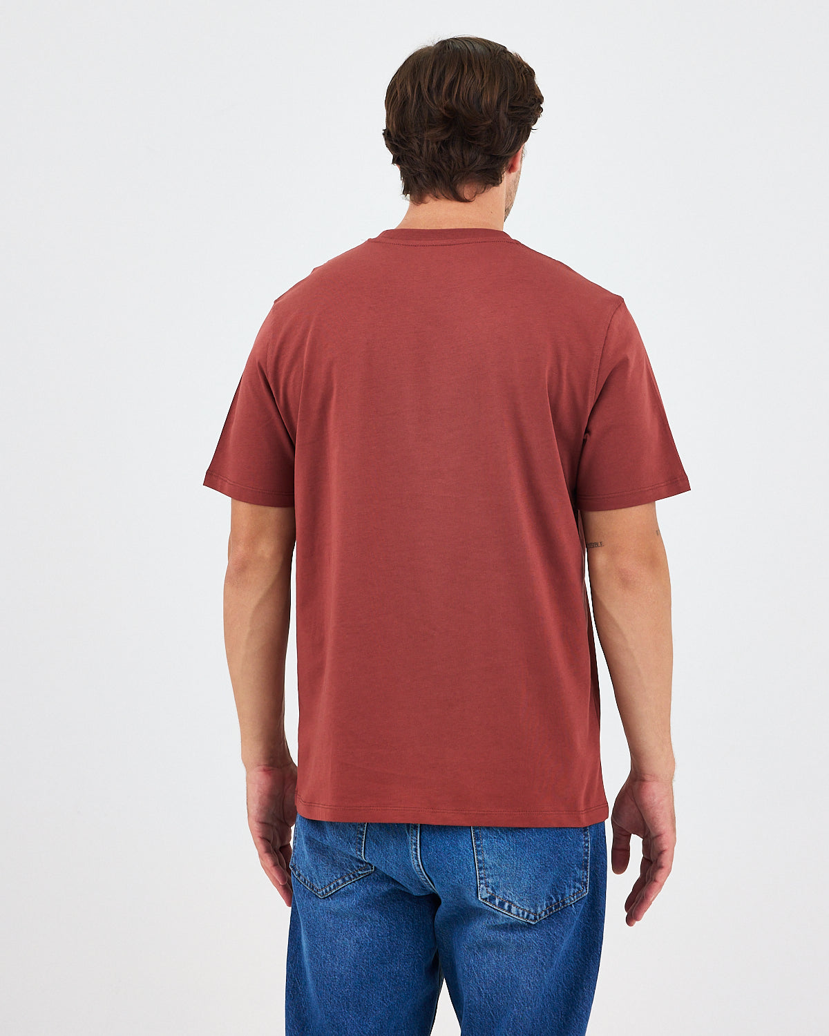 Unisex Gül Kurusu Nakış Standart Kalıp Organik Pamuk Bisiklet Yaka T-Shirt