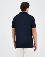 Erkek Lacivert Beyaz Aplike Logo Organik Pamuk Standart Kesim Polo Yaka T-shirt