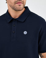 Erkek Lacivert Beyaz Aplike Logo Organik Pamuk Standart Kesim Polo Yaka T-shirt