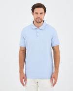 Erkek Açık Mavi Nakışlı Standart Kalıp BCI Sertifikalı Polo Yaka T-Shirt