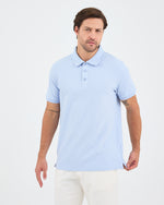 Erkek Açık Mavi Nakışlı Standart Kalıp BCI Sertifikalı Polo Yaka T-Shirt