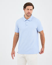 Erkek Açık Mavi Nakışlı Standart Kalıp BCI Sertifikalı Polo Yaka T-Shirt