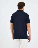 Men's Navy Embroidered BCI Cotton Standard Fit Polo Neck T-Shirt - 1010704