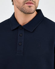 Men's Navy Embroidered BCI Cotton Standard Fit Polo Neck T-Shirt - 1010704