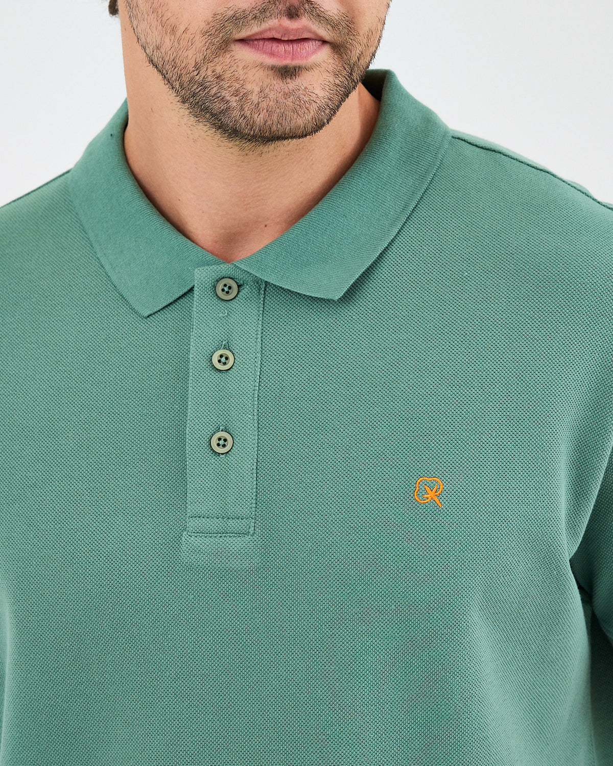 Men's Orange Embroidered Standard Fit Organic Cotton Polo T-Shirt - 1020840