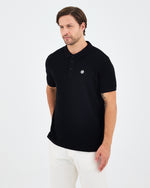 Erkek Siyah Beyaz Aplike Logo Organik Pamuk Standart Kesim Polo Yaka T-shirt