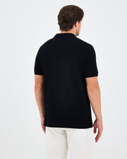 Erkek Siyah Beyaz Aplike Logo Organik Pamuk Standart Kesim Polo Yaka T-shirt