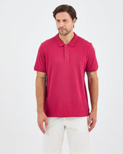 Men's Blue Embroidered Standard Fit Organic Cotton Polo Neck T-Shirt-1020816
