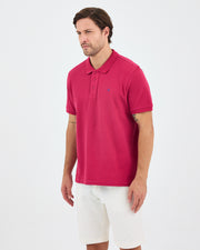 Men's Blue Embroidered Standard Fit Organic Cotton Polo Neck T-Shirt-1020816