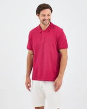 Men's Blue Embroidered Standard Fit Organic Cotton Polo Neck T-Shirt-1020816
