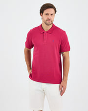 Men's Blue Embroidered Standard Fit Organic Cotton Polo Neck T-Shirt-1020816