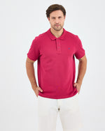 Men's Blue Embroidered Standard Fit Organic Cotton Polo Neck T-Shirt-1020816