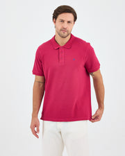Men's Blue Embroidered Standard Fit Organic Cotton Polo Neck T-Shirt-1020816