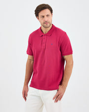 Men's Blue Embroidered Standard Fit Organic Cotton Polo Neck T-Shirt-1020816