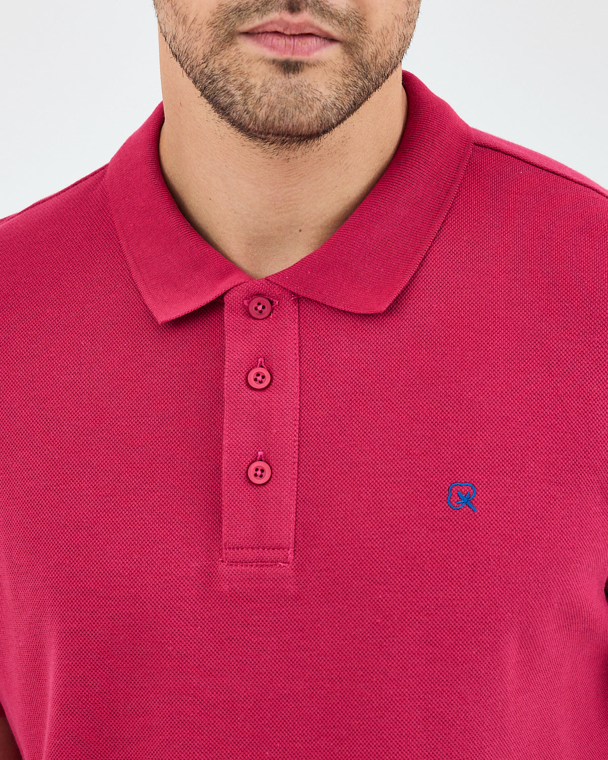 Men's Blue Embroidered Standard Fit Organic Cotton Polo Neck T-Shirt-1020816