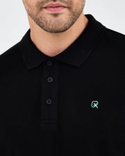 Men's Silver Embroidered Standard Fit Organic Cotton Polo Neck T-Shirt -1020803