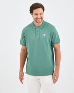Erkek Turkuaz Beyaz Aplike Logo Organik Pamuk Standart Kesim Polo Yaka T-shirt