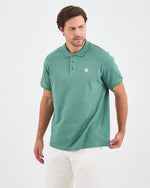 Erkek Turkuaz Beyaz Aplike Logo Organik Pamuk Standart Kesim Polo Yaka T-shirt