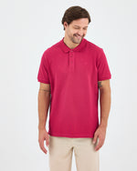 Erkek Bordo Nakışlı Standart Kalıp Organik Pamuklu Polo Yaka T-Shirt