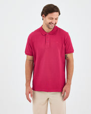 Erkek Bordo Nakışlı Standart Kalıp Organik Pamuklu Polo Yaka T-Shirt