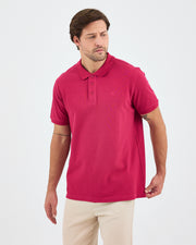 Erkek Bordo Nakışlı Standart Kalıp Organik Pamuklu Polo Yaka T-Shirt
