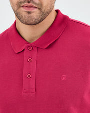 Erkek Bordo Nakışlı Standart Kalıp Organik Pamuklu Polo Yaka T-Shirt