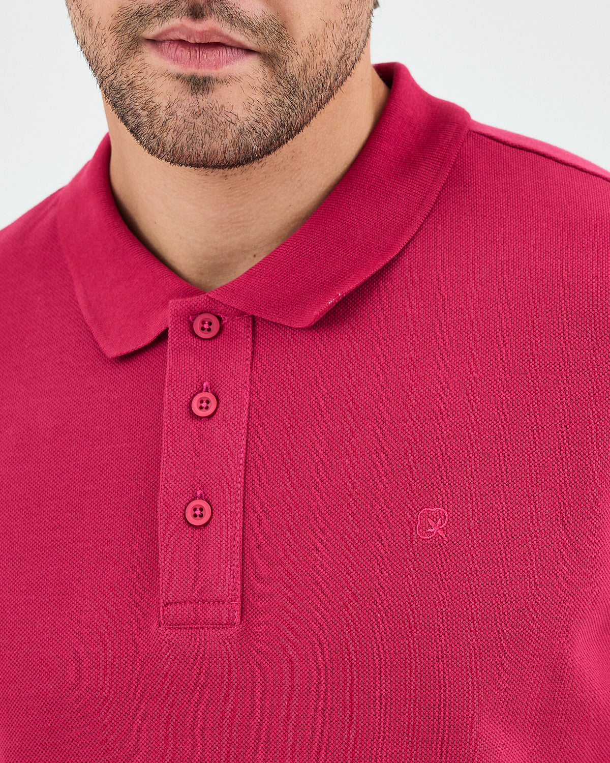 Erkek Bordo Nakışlı Standart Kalıp Organik Pamuklu Polo Yaka T-Shirt