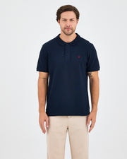 Men's Red Embroidered Standard Fit Organic Cotton Polo Neck T-Shirt-1020804