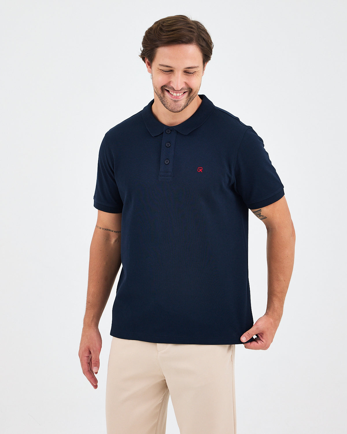 Men's Red Embroidered Standard Fit Organic Cotton Polo Neck T-Shirt-1020804