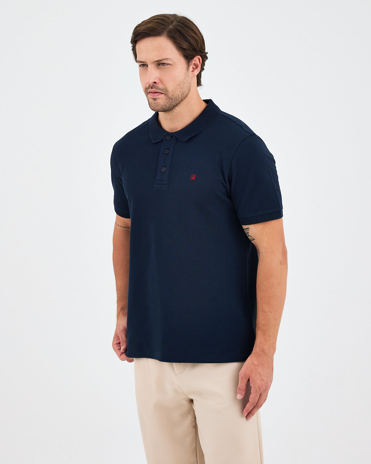 Men's Red Embroidered Standard Fit Organic Cotton Polo Neck T-Shirt-1020804