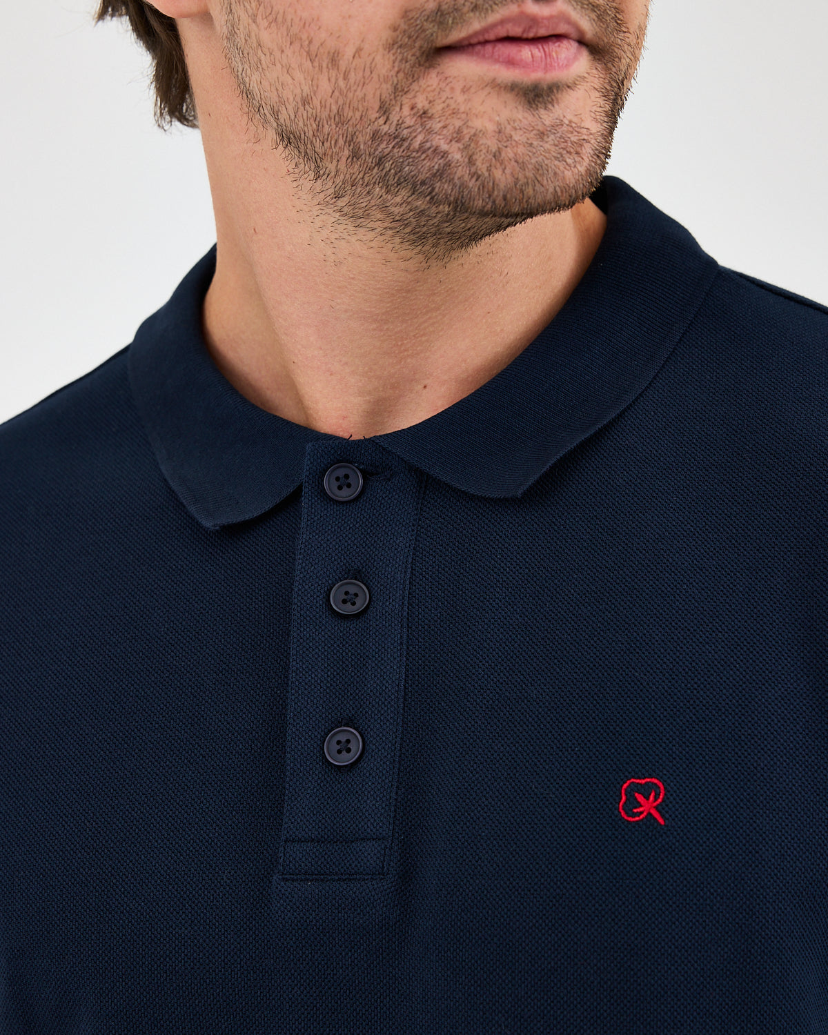 Men's Red Embroidered Standard Fit Organic Cotton Polo Neck T-Shirt-1020804