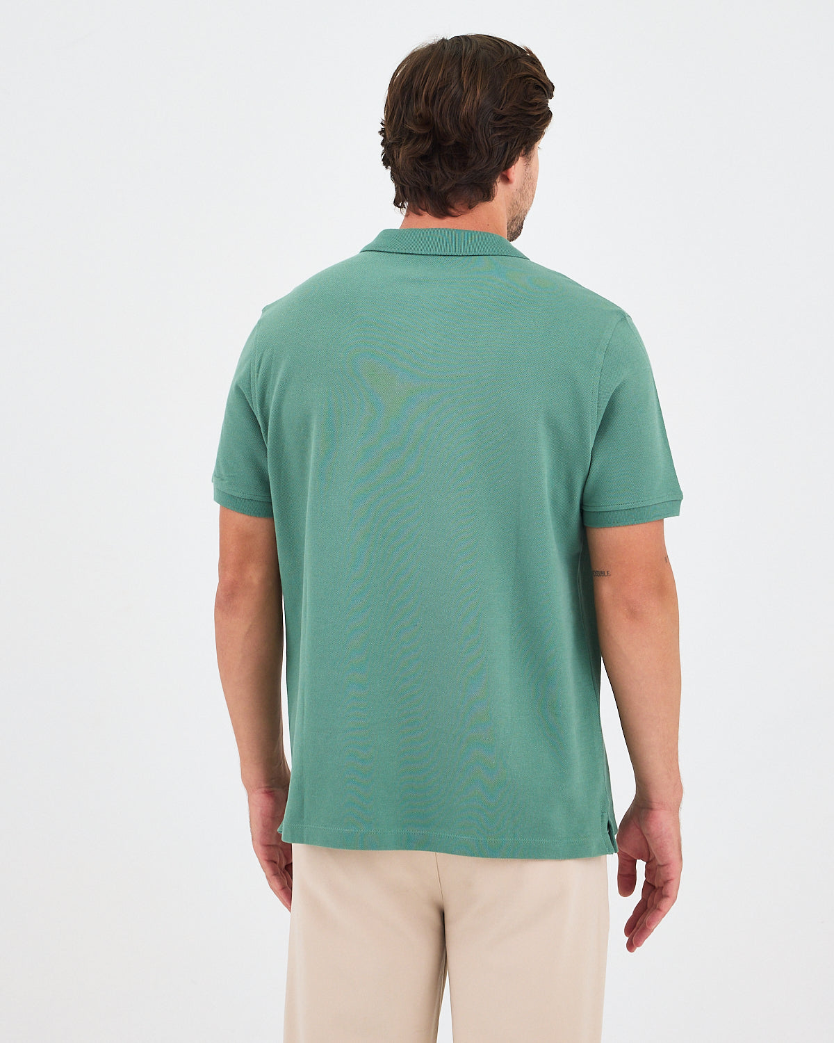 Erkek Turkuaz Nakış Organik Pamuk Standart Kalıp Polo Yaka T-Shirt
