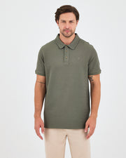 Erkek Haki Nakış Standart Kalıp Polo Yaka T-Shirt – BCI Sertifikalı Pamuk