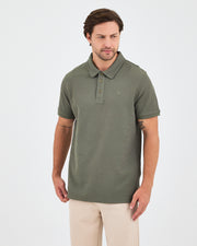 Erkek Haki Nakış Standart Kalıp Polo Yaka T-Shirt – BCI Sertifikalı Pamuk