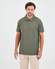 Erkek Haki Nakış Standart Kalıp Polo Yaka T-Shirt – BCI Sertifikalı Pamuk