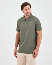 Erkek Haki Nakış Standart Kalıp Polo Yaka T-Shirt – BCI Sertifikalı Pamuk
