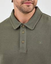 Erkek Haki Nakış Standart Kalıp Polo Yaka T-Shirt – BCI Sertifikalı Pamuk