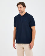Erkek Lacivert Mavi Nakış Standart Kalıp Organik Pamuk Polo Yaka T-Shirt