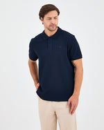 Erkek Lacivert Mavi Nakış Standart Kalıp Organik Pamuk Polo Yaka T-Shirt