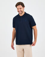 Erkek Lacivert Mavi Nakış Standart Kalıp Organik Pamuk Polo Yaka T-Shirt