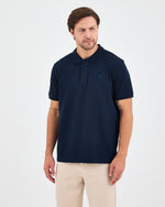 Erkek Lacivert Mavi Nakış Standart Kalıp Organik Pamuk Polo Yaka T-Shirt