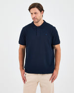 Erkek Lacivert Mavi Nakış Standart Kalıp Organik Pamuk Polo Yaka T-Shirt