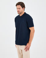 Erkek Lacivert Mavi Nakış Standart Kalıp Organik Pamuk Polo Yaka T-Shirt