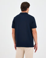 Erkek Lacivert Mavi Nakış Standart Kalıp Organik Pamuk Polo Yaka T-Shirt