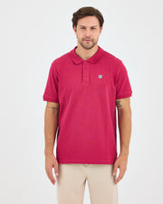 Men's White Applique Logo Organic Cotton Standard Fit Polo Neck T-shirt-10308C16